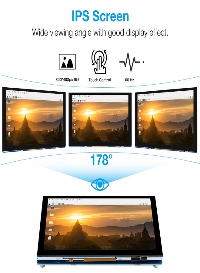 Hosyond شاشة لمس هوسيوند مقاس 5 بوصات بتقنية IPS MIPI DSI متوافقة مع Raspberry Pi 5/4/3، شاشة سعوية بدقة 800 × 480 بكسل، واجهة بدون تعريف - Image 2